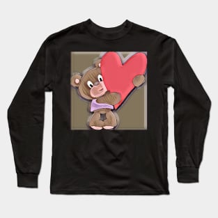 Big Heart Teddy Bear Valentine's Day Apparel Long Sleeve T-Shirt